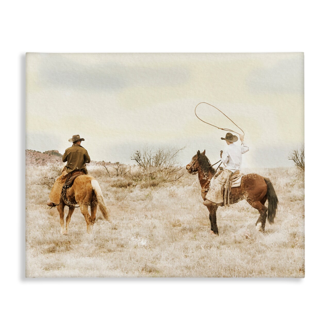 Stupell Industries Wrangling Cowboys Western Pair Canvas, design by Marcus Prime